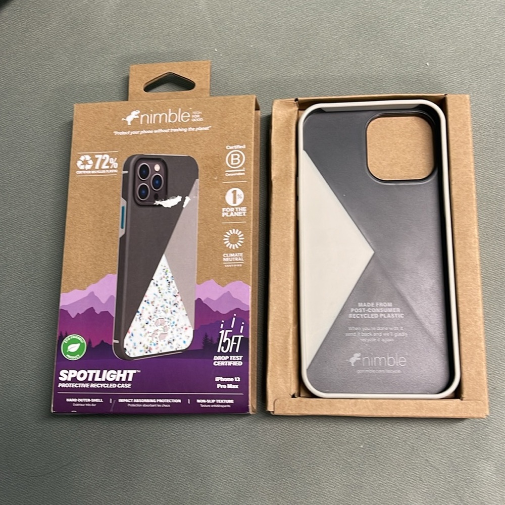 BNIB NIMBLE GRAY SPOTLIGHT PROTECTIVE RECYCLED PHONE CASE FOR iPhone 13 PRO MAX - Picture 9 of 9